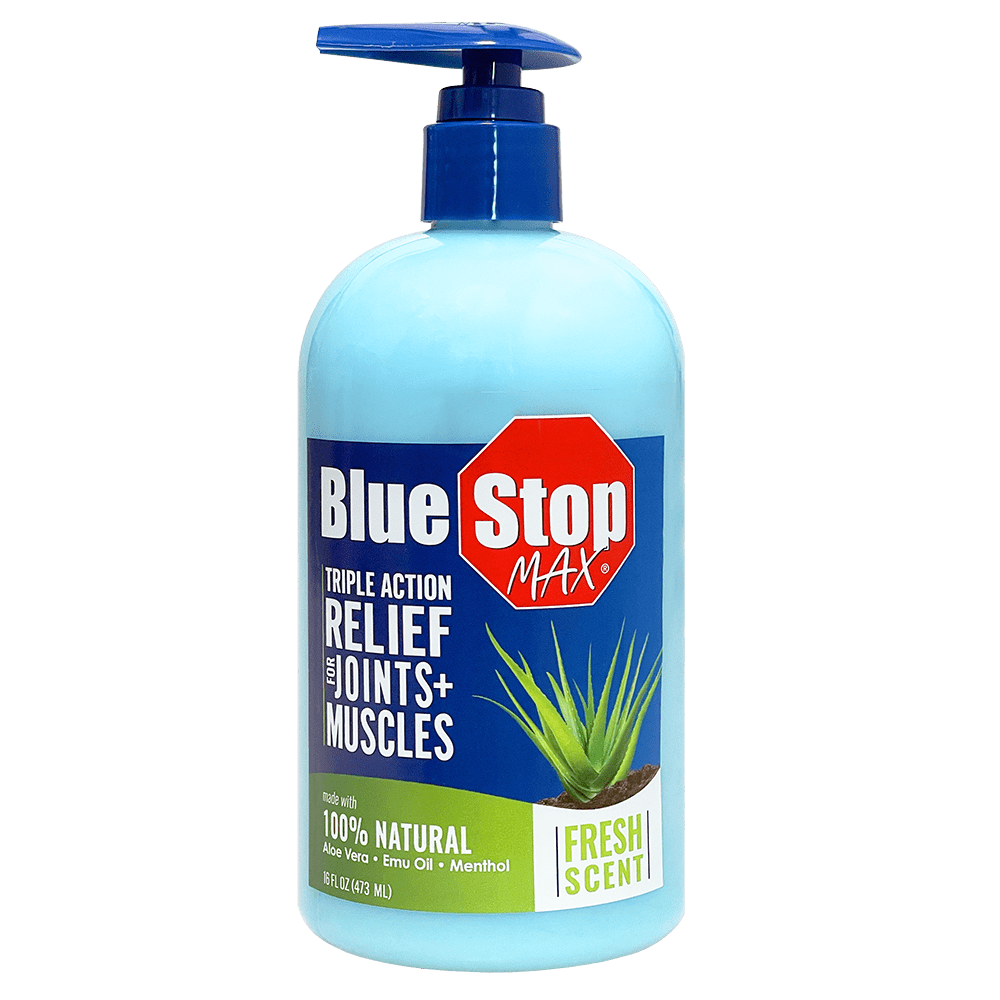 Blue Stop Max Relief Gel for Muscles and Joints with Menthol and Emu Oil, 16 oz pump