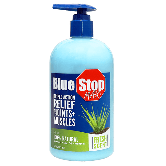 Blue Stop Max Relief Gel for Muscles and Joints with Menthol and Emu Oil, 16 oz pump