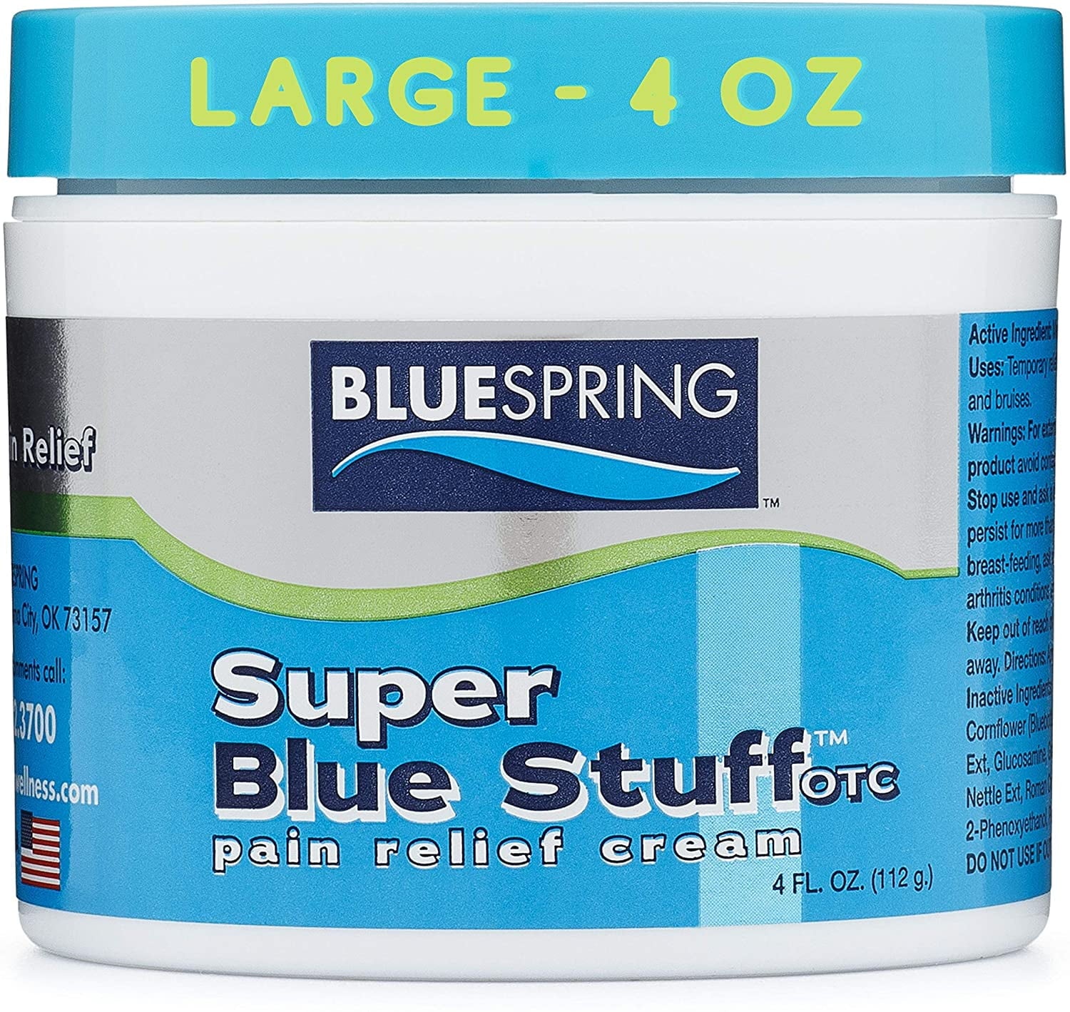 Blue Stuff Super Blue Super Blue Pain Relieving Cream, 4 oz