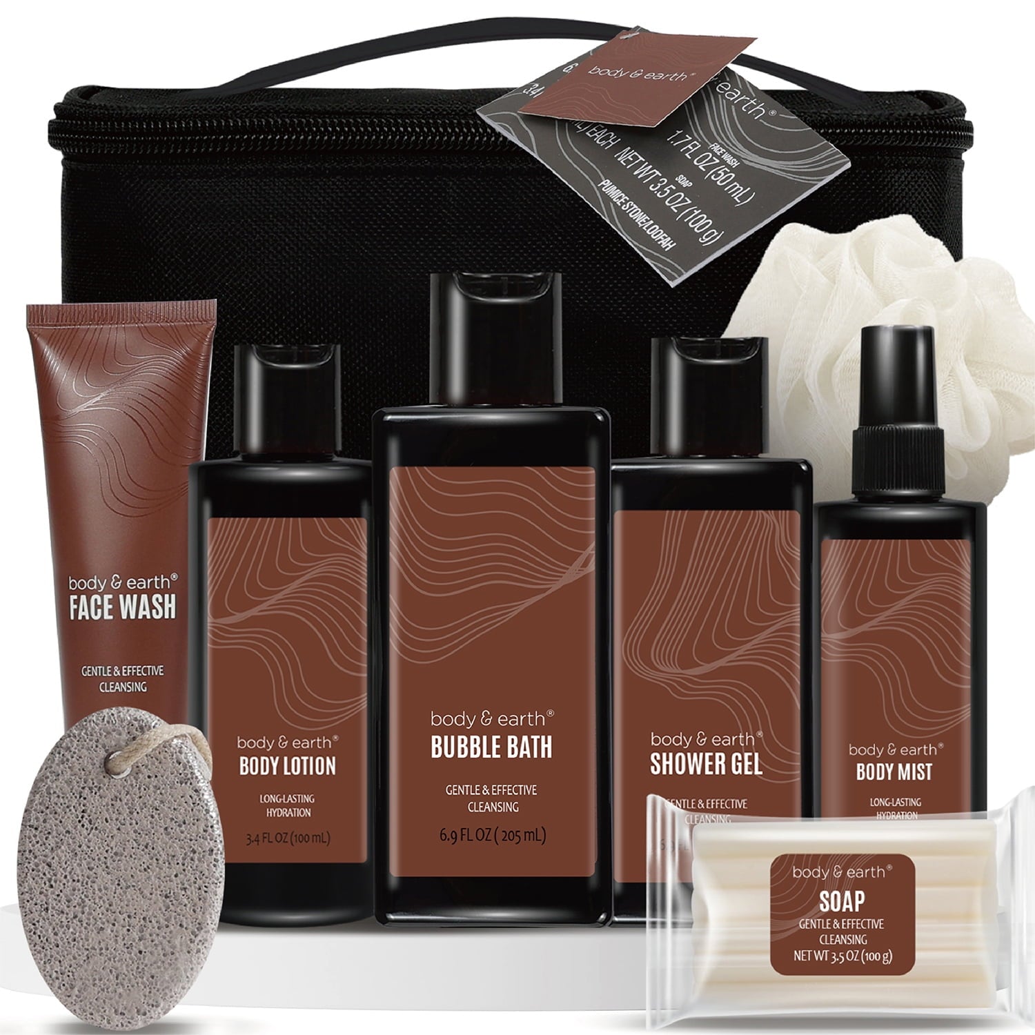 Body & Earth Bath Gift Sets for Men, 8 Pcs Luxury Spa Gift Basket Body Wash for Fathers Day Birthday