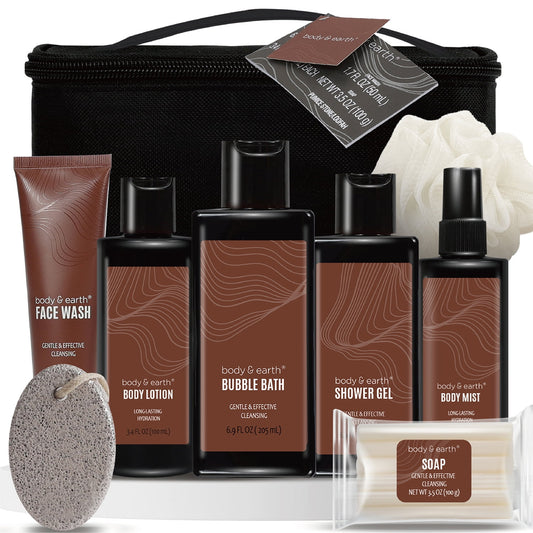 Body & Earth Bath Gift Sets for Men, 8 Pcs Luxury Spa Gift Basket Body Wash for Fathers Day Birthday