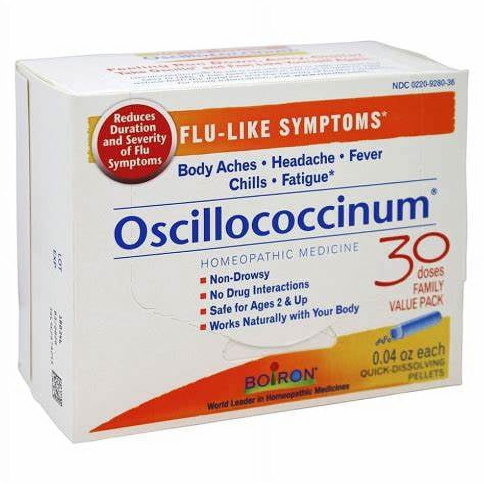 Boiron Oscillococcinum for Adult Unisex Flu-like Symptoms Pellets Headache, Tablet 30 Ct.