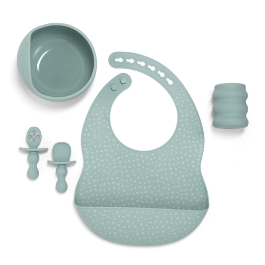 BooginHead 5-Piece Baby-Led Weaning Silicone Tableware, Infants and Toddlers, Sage Green