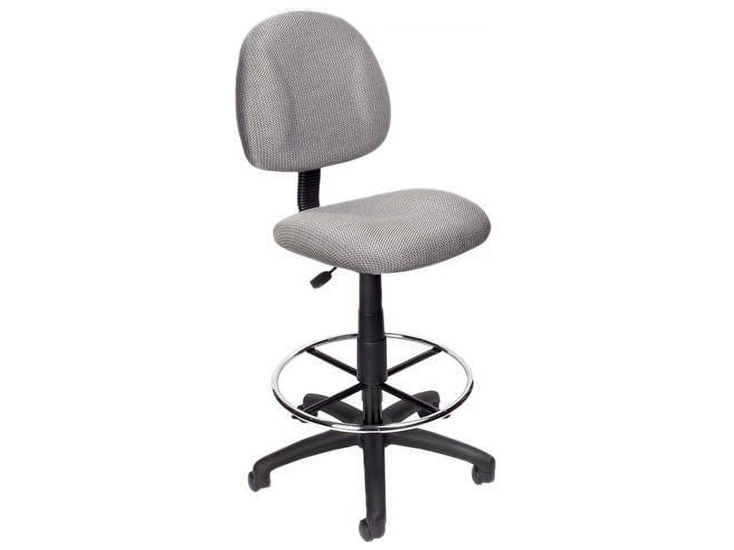 Boss Office Contoured Comfort Rolling Fabric Drafting Stool in Gray