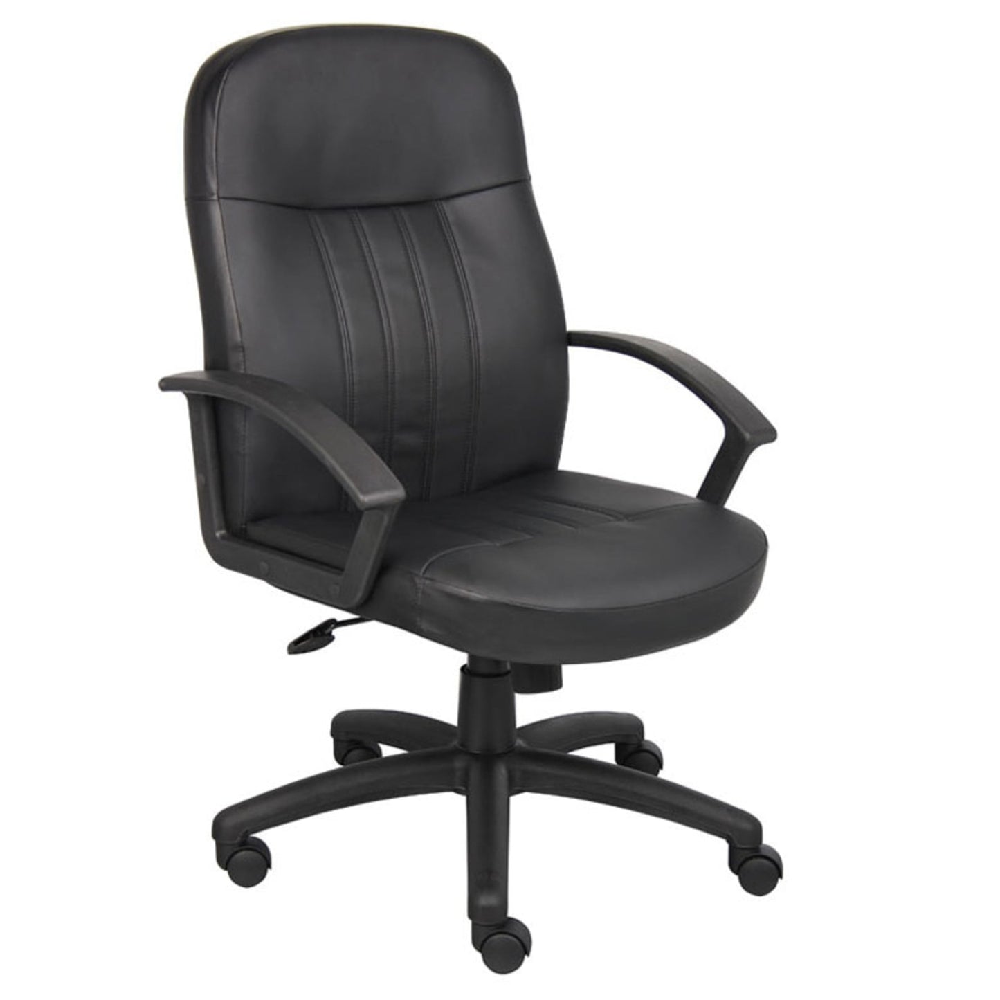 Boss Office Products Leather Contemporary Executive Office Chair in Black