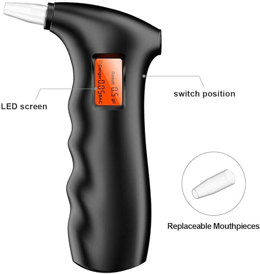 Breathalyzer, Portable Breathalyzer for Alcohol Personal Alcohol Breathalyzer with LCD display and reusable mouthpiece for personal and professional use.