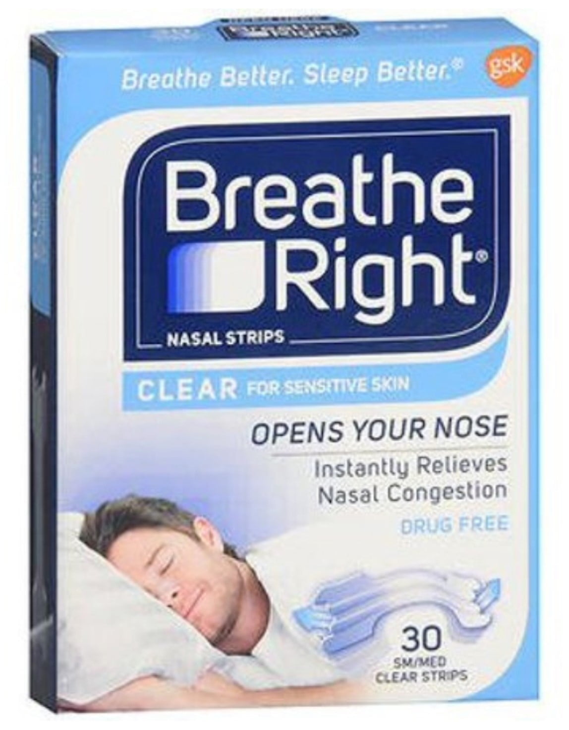 Breathe Right Nasal Strips Clear Small/Medium 30 Each (Pack of 4)