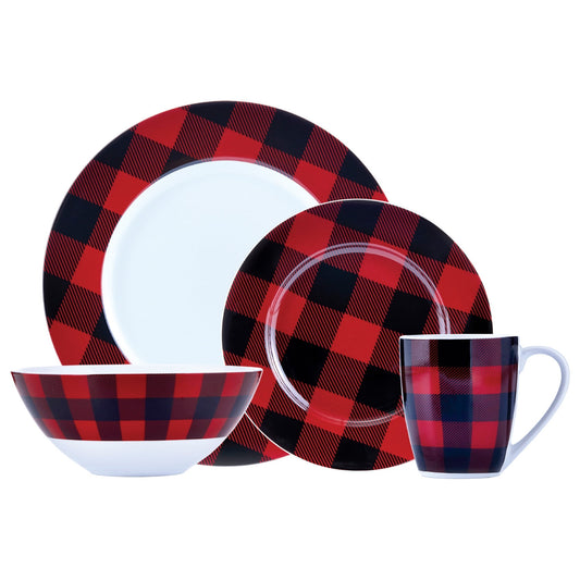 Buffalo Plaid Red/Black 16PC Dinnerset