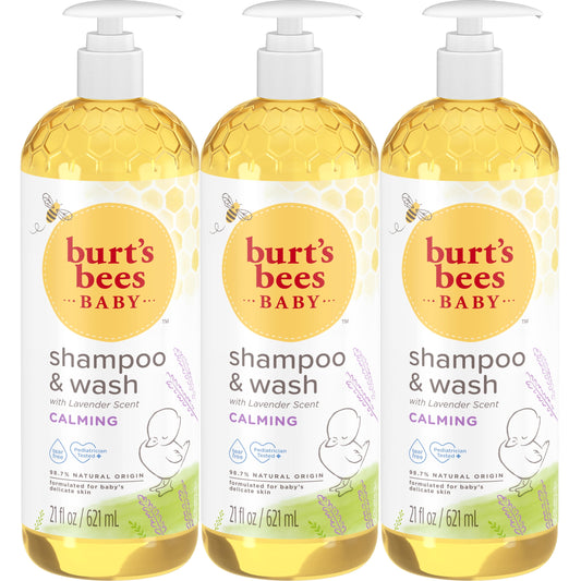 Burt's Bees Baby Calming Shampoo and Wash with Lavender, Tear-Free, Pediatrician Tested, 98.7% Natural Origin, 21 Fluid Ounces