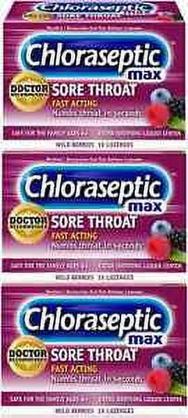 CHLORASEPTIC Max Lozenges WILD BERRIES Sore Throat & Cough 15ct ( 3 pack )