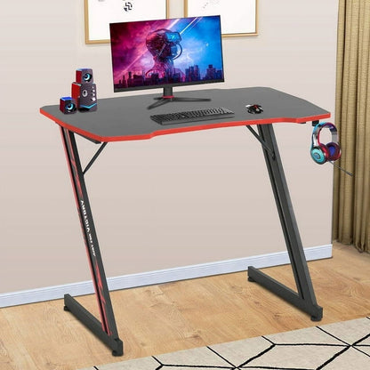 CL.HPAHKL 35.4Inch Gaming Desk Computer Desk for Small Area Corner, Z-shape Gaming Desk with Headphone Hook Gaming Table for PC Computer Table and Desks Small Portable Computer Desk Gaming PC Desk