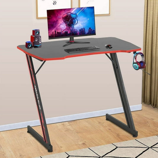 CL.HPAHKL 35.4Inch Gaming Desk Computer Desk for Small Area Corner, Z-shape Gaming Desk with Headphone Hook Gaming Table for PC Computer Table and Desks Small Portable Computer Desk Gaming PC Desk