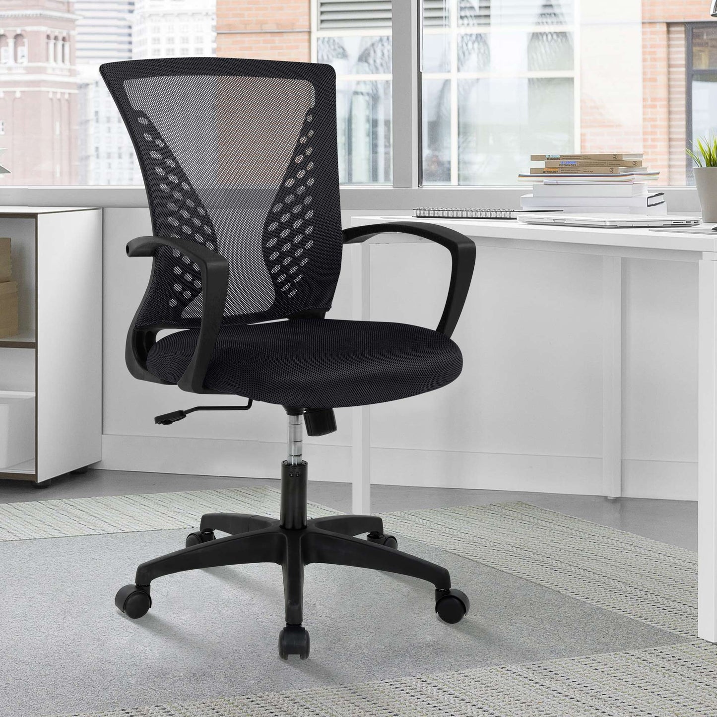 CL.HPAHKL Mesh Office Chair, Computer Desk Chair with Wheels Adjustable Comfortable Home Office Desk Chairs with Lumbar Support Armrest Swivel Rolling Chair for Men Women Students Adults Task Chair