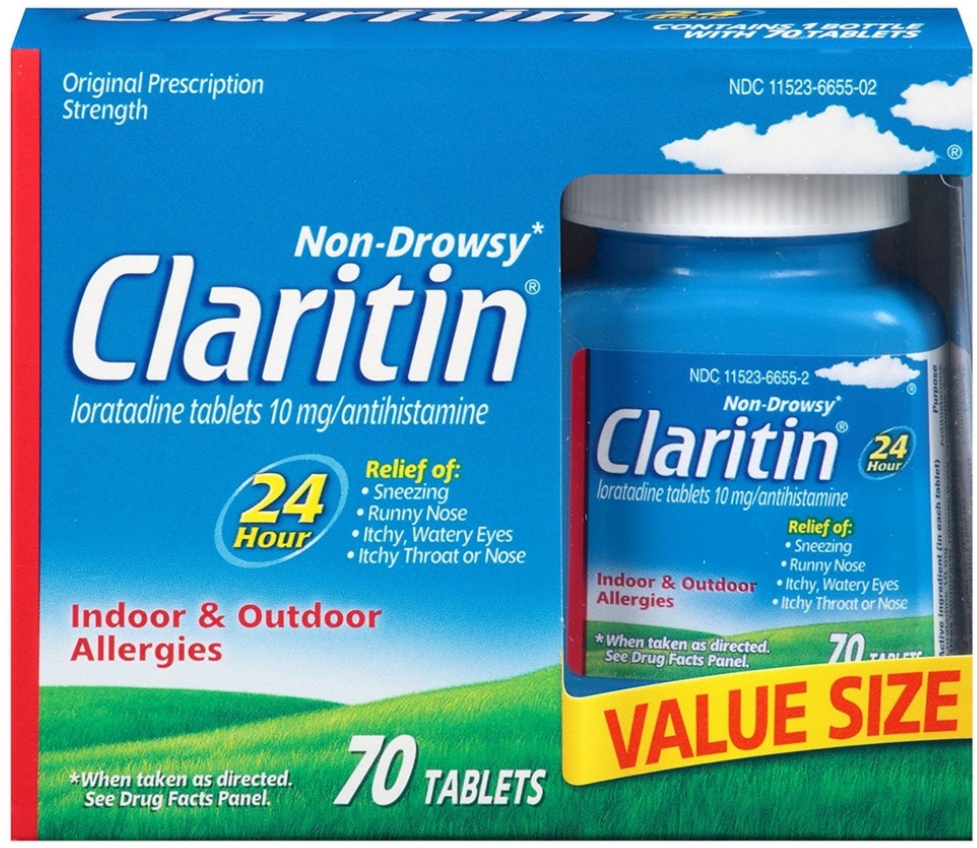 Claritin 24 Hour Non-Drowsy Allergy Tablets, 10 mg, 70 Count