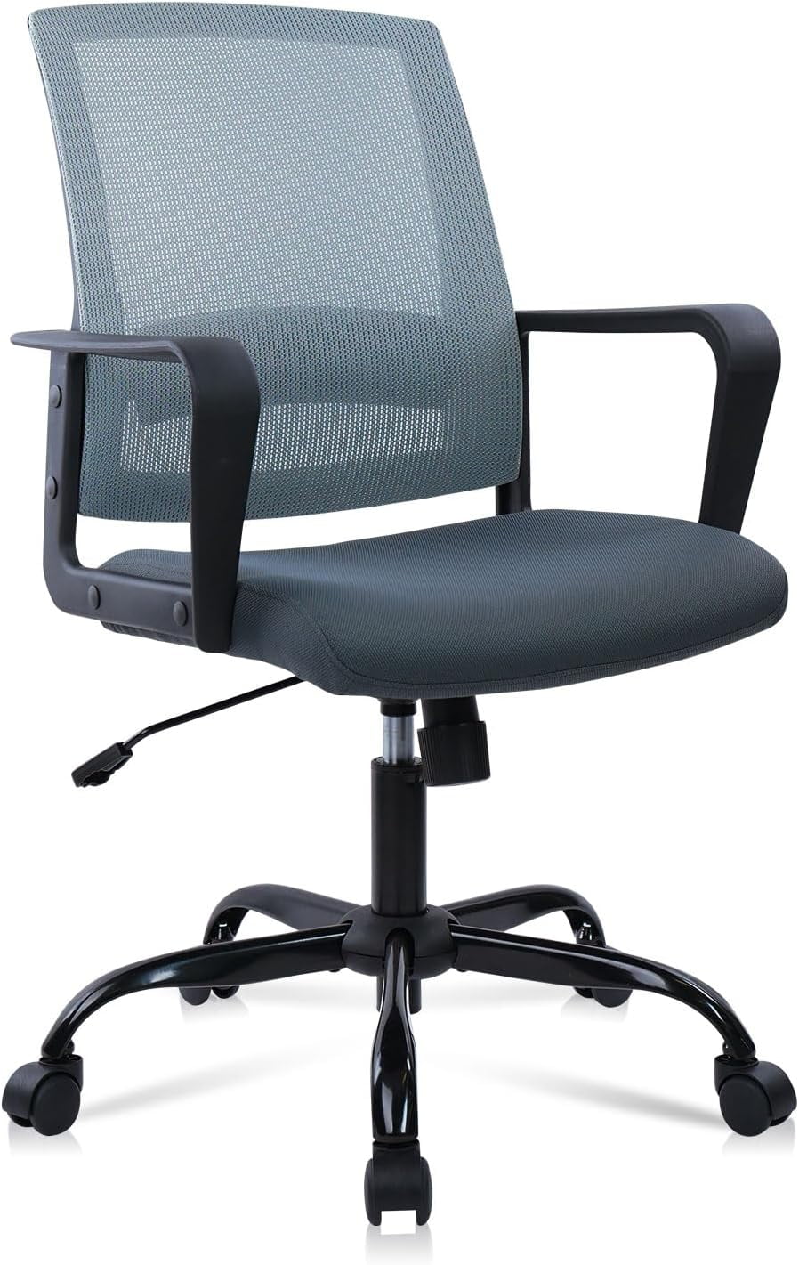 CLATINA Office Chair, Mid Back Ergonomic Desk Chairs Rolling Mesh Computer Chair with Executive Lumbar Support and Height Adjustable Design for Home Office(Grayish Blue,1P)