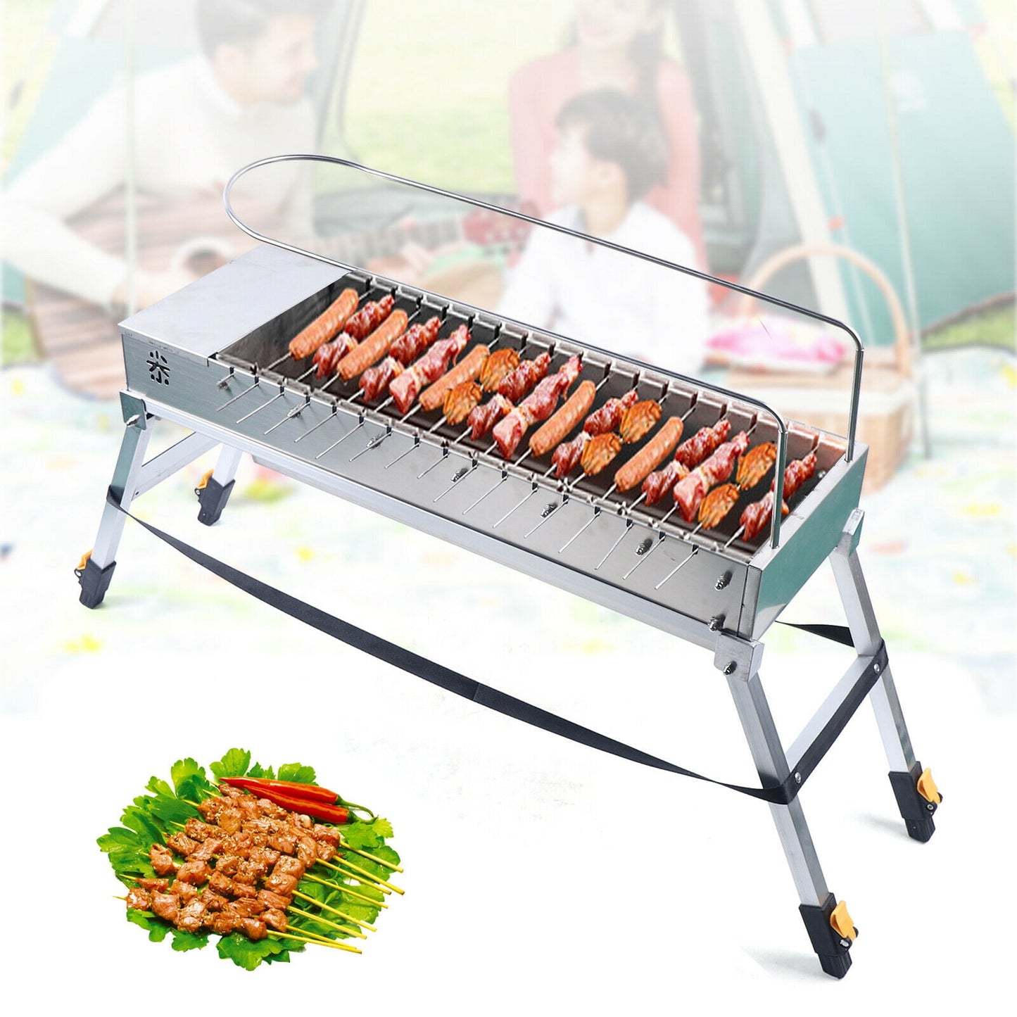 CNCEST Automatic Flip Barbecue Stove Outdoor BBQ 17X Roast rods