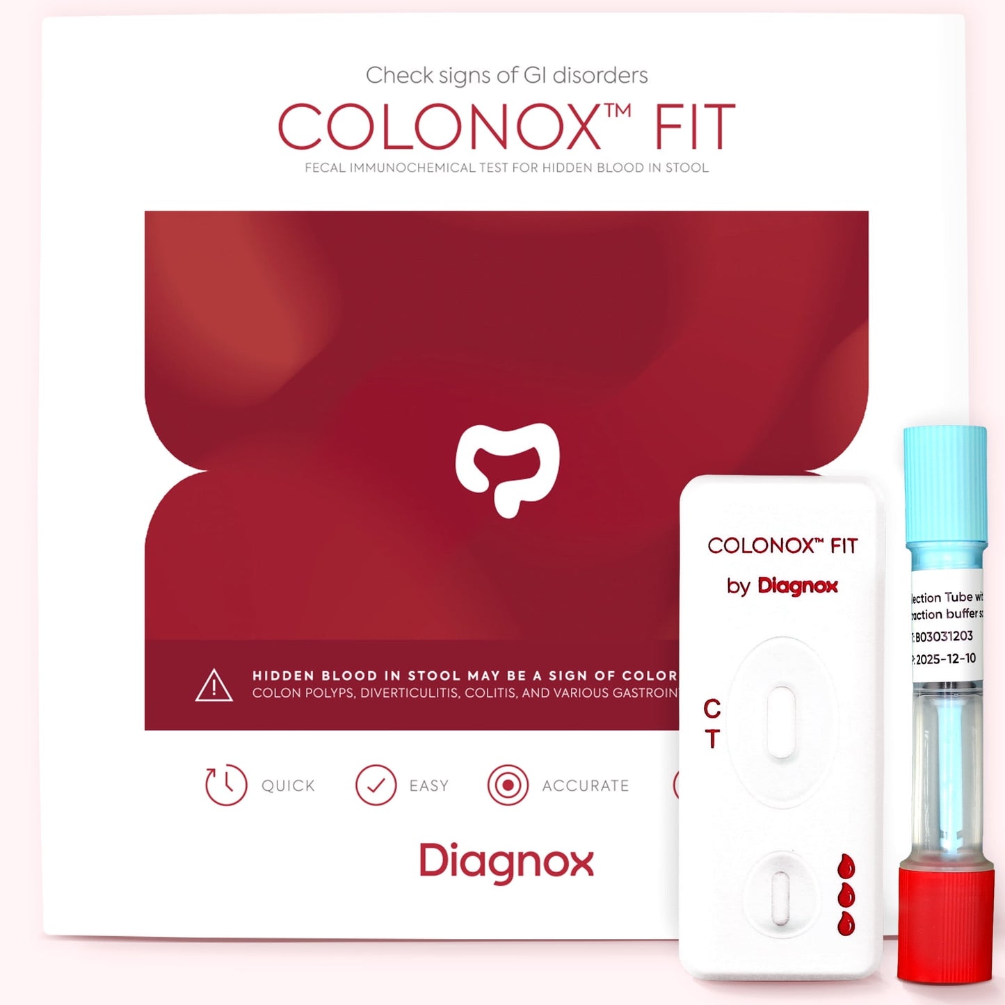 COLONOX at-Home Colon Screening Test Kit – Easy to Use Fecal Occult Blood (FIT or iFOB) Colon Test for Early Detection (2 Tests)