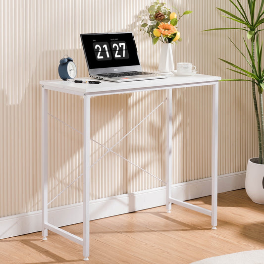 COMHOMA 32 inch Computer Desk, Study Writing Table for Small Space, Save Space Office Desk with Metal Legs