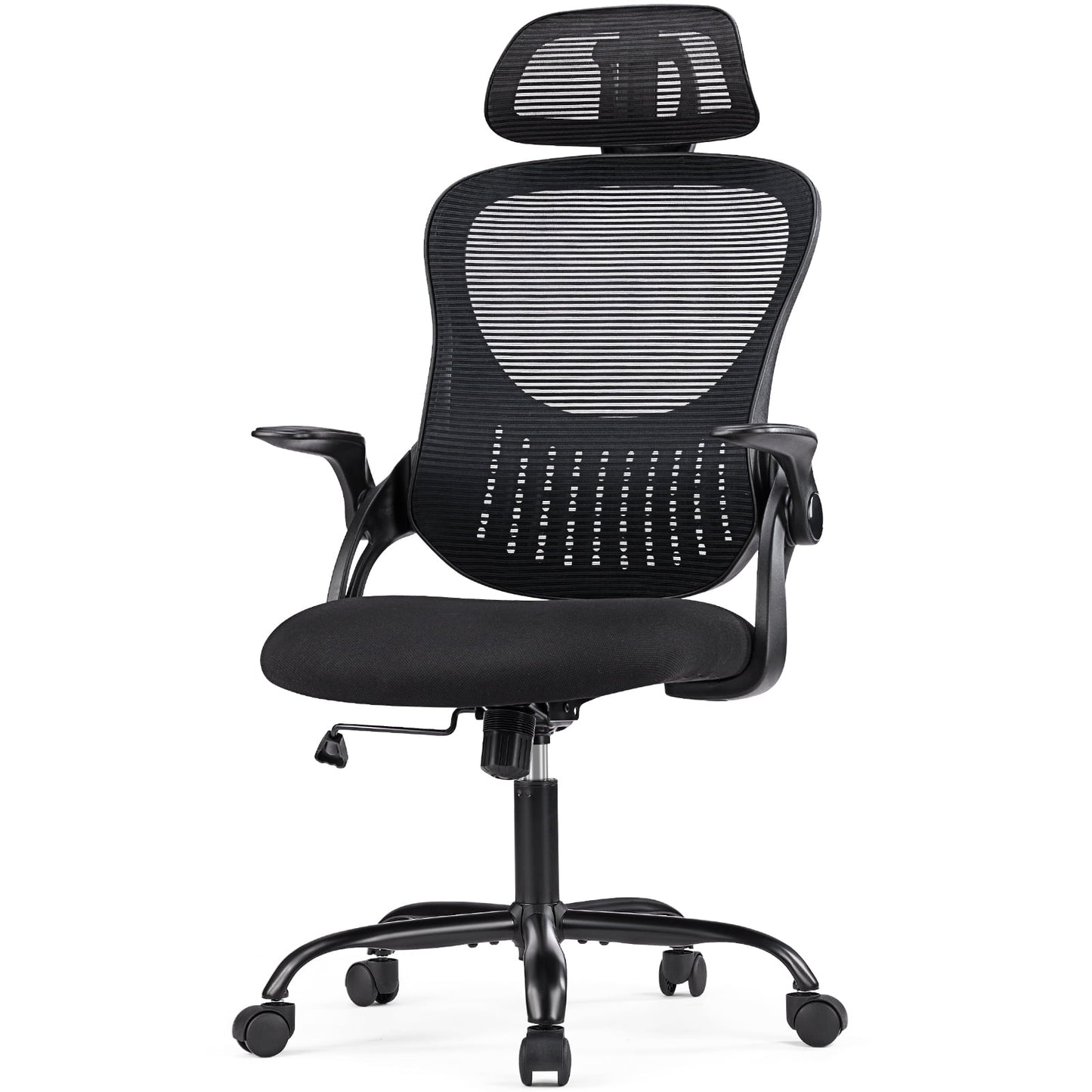 CONCETTA Ergonomic Office Desk Chair with Adjustable Headrest Lumbar Support Flipped up Armrests, Black