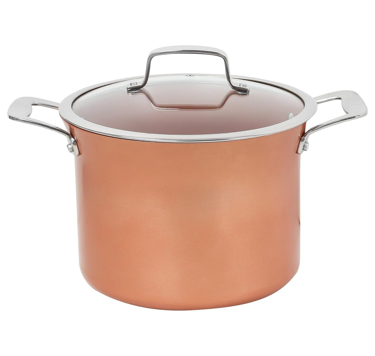 CONCORD 7 QT Copper Non Stick Stock Pot Casserole Coppe-Ramic Series Cookware (Induction Compatible)