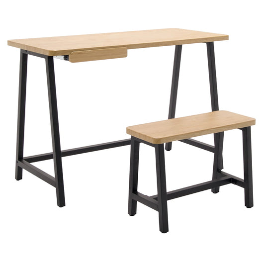 Calico Designs Homeroom Desk and Bench, Ashwood/Graphite