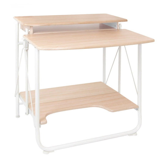 Calico Designs Stow Away Folding Desk with Shelves - White , Maple