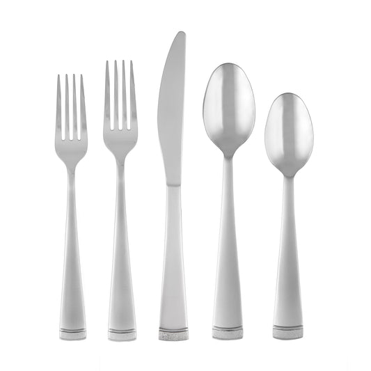 Cambridge Gratitude Sand 45-Piece Flatware Set with Chrome Buffet (Service for 8)