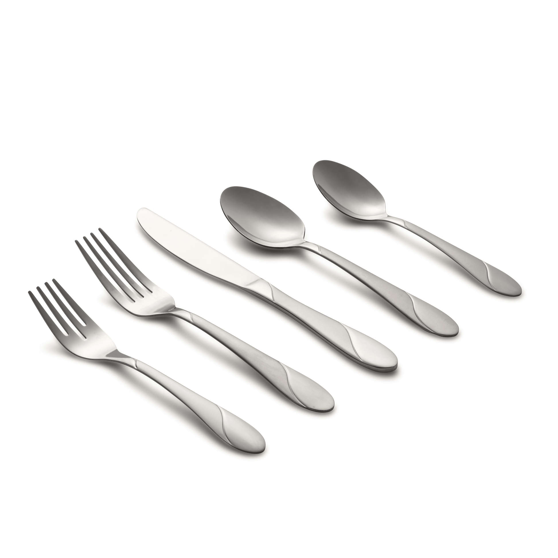 Cambridge Silversmiths Swirl Sand 89-Piece Flatware Set with 5-Piece Hostess Set, Service for 12