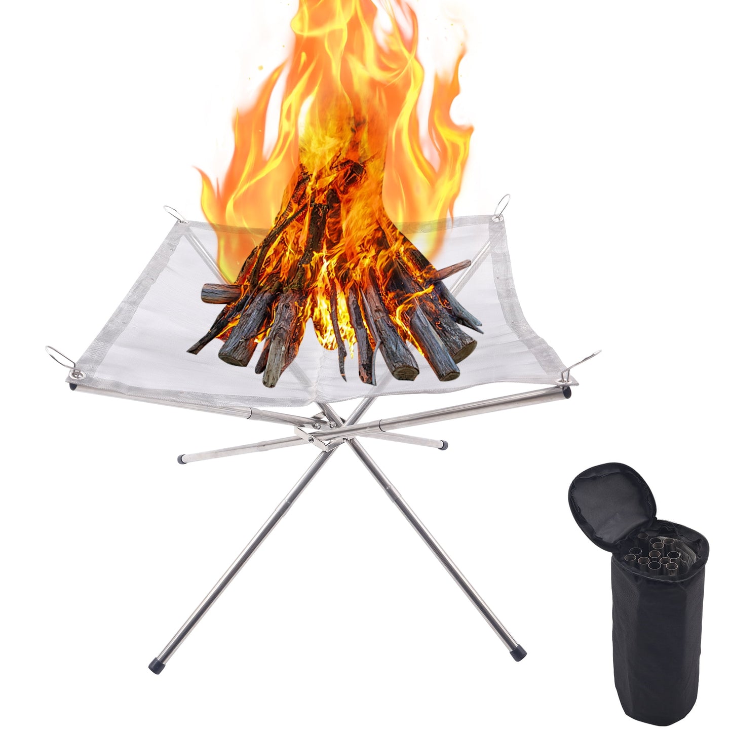 Campfire Stand for Camping Campfire Patio Backyard Garden with Carrying Bag