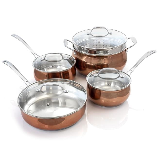 Carabello Stainless Steel Cookware Combo Set, Copper - 9 Piece