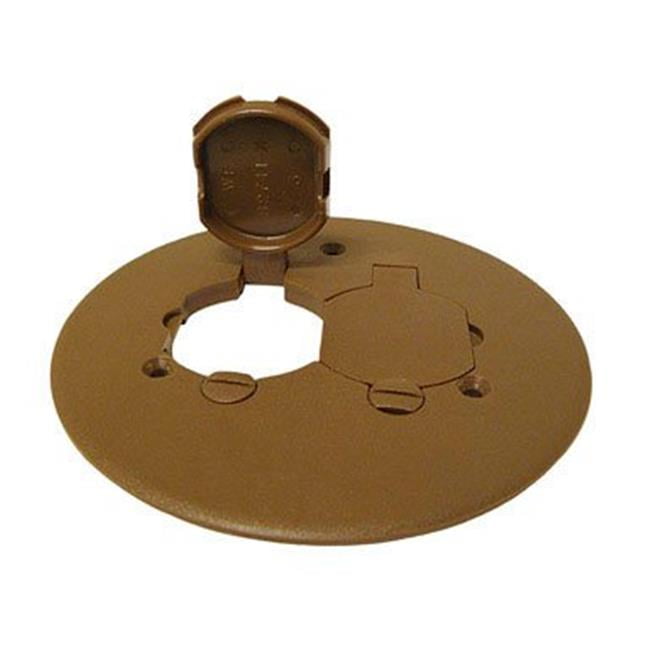 Carlon Thermoplastic Round Duplex Receptacle Floor Box Cover, Brown