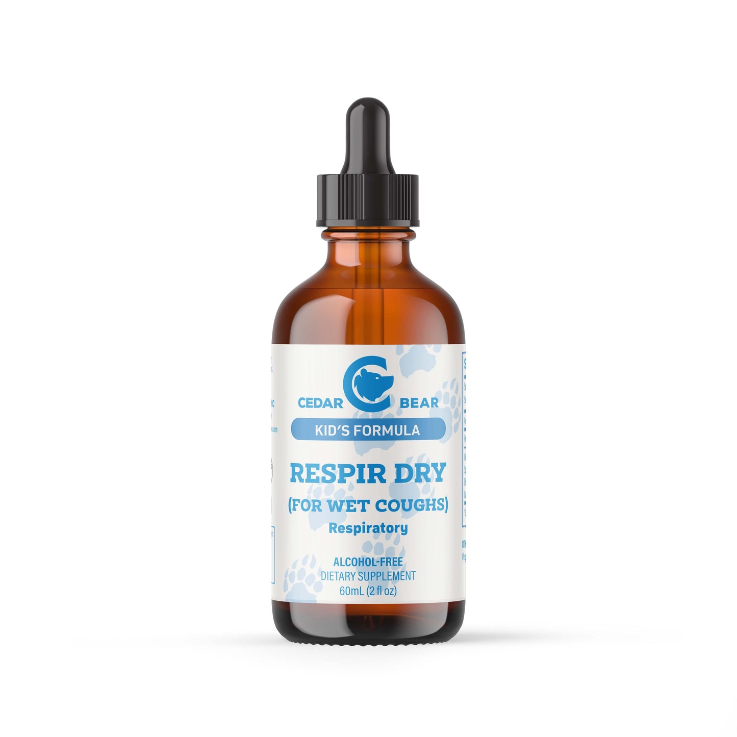 Cedar Bear Respir Dry for Kids - Herbal Supplement that Dries Wet, Gunky Coughs, & Runny Noses 2floz/60ml