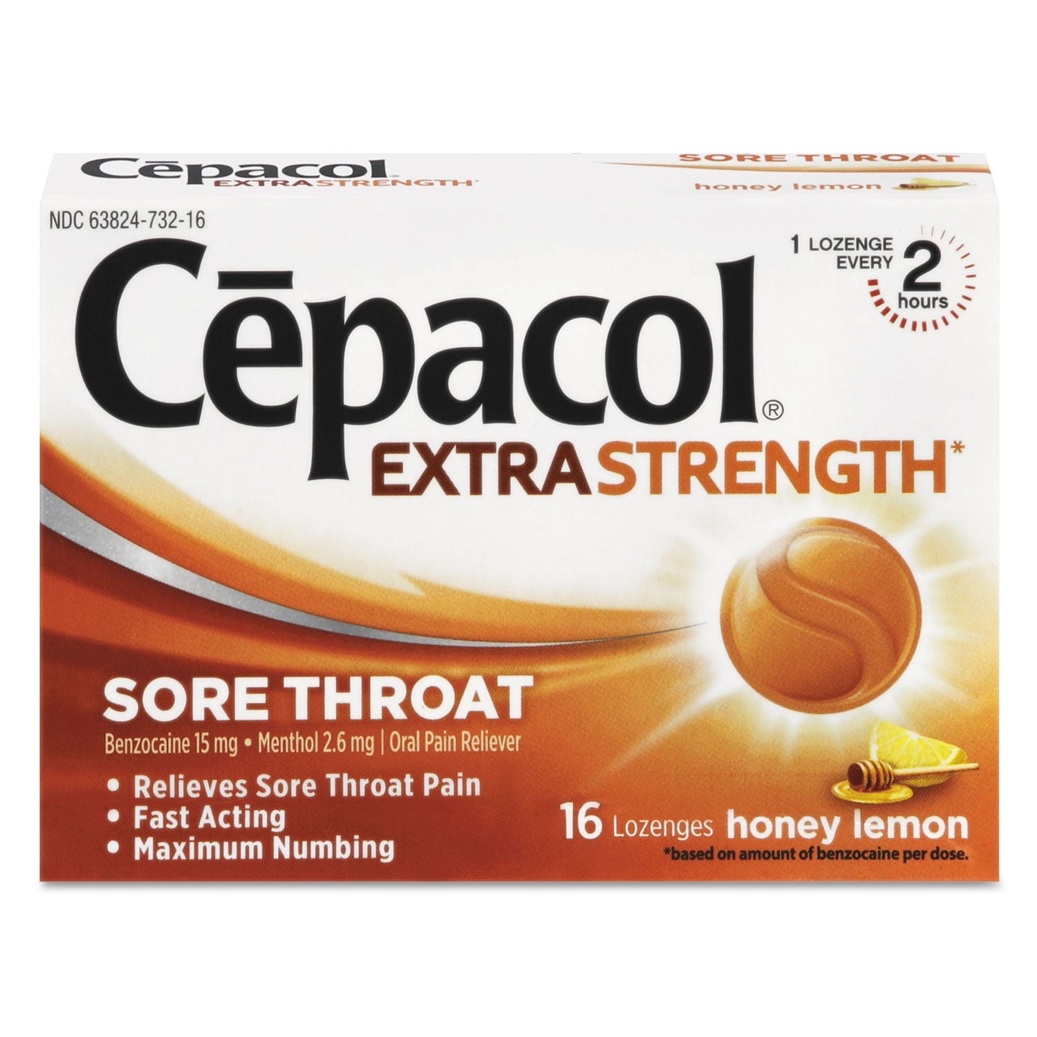 Cepacol Extra Strength Lozenges Honey Lemon 16 Lozenges/Box 24 Box/Carton 73016CT