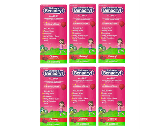 Children's Benadryl Allergy Liquid Cherry 8 oz (Pack of 6)