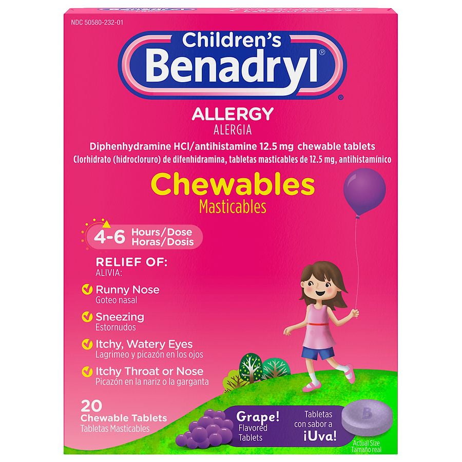 Children's Benadryl Children's Allergy Chewables Grape20.0 ea(pack of 2)