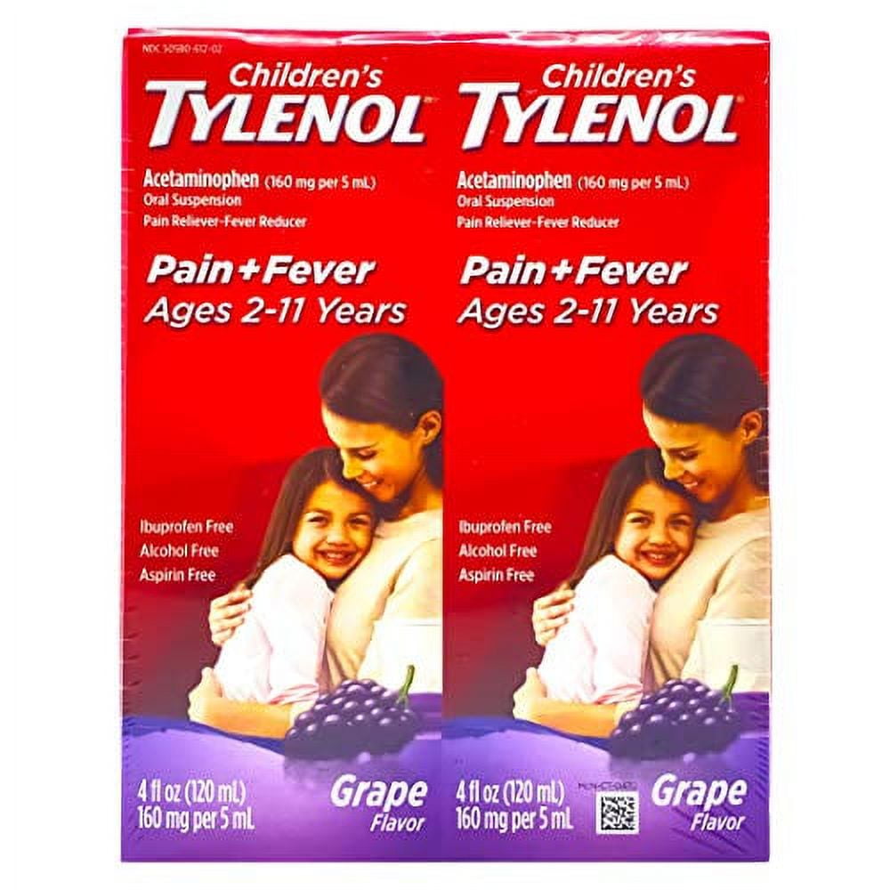 Children's Tylenol Grape Splash Flavored Liquid, 4 Fl. oz., 2 pk. (pack of 2)