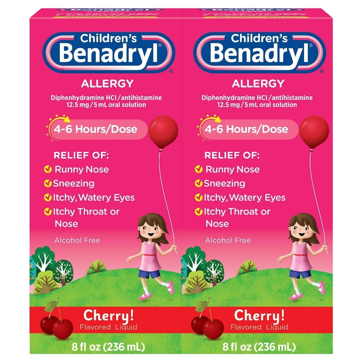 Childrens Benadryl Allergy Liquid Cherry 8 Fluid Ounces (2 Count)