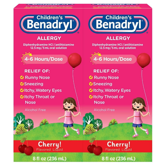 Childrens Benadryl Allergy Liquid Cherry 8 Fluid Ounces (2 Count)