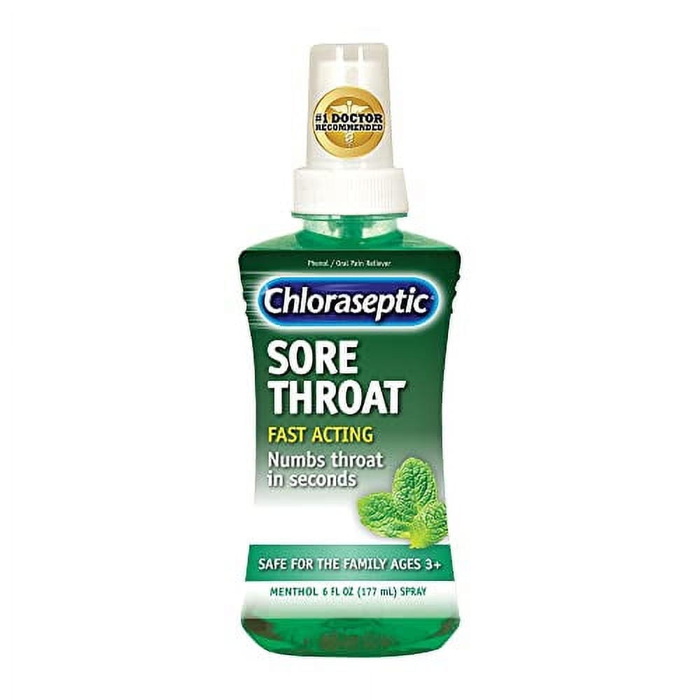 Chloraseptic Sore Throat Real Relief & Fast Sugar Free Menthol, 6oz, 6-Pack