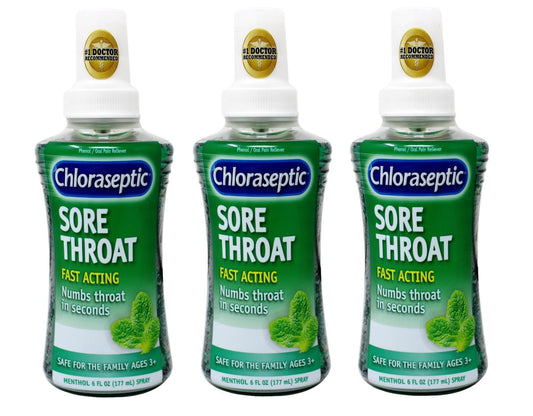 Chloraseptic Sore Throat Spray, Menthol, 6 fl oz, 3 Bottles