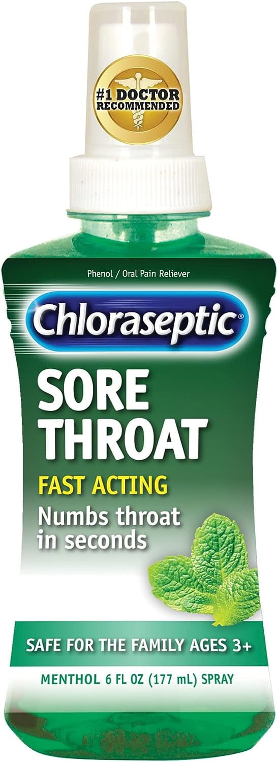 Chloraseptic Sore Throat Spray, Sugar Menthol Flavor, 6 Fl Oz