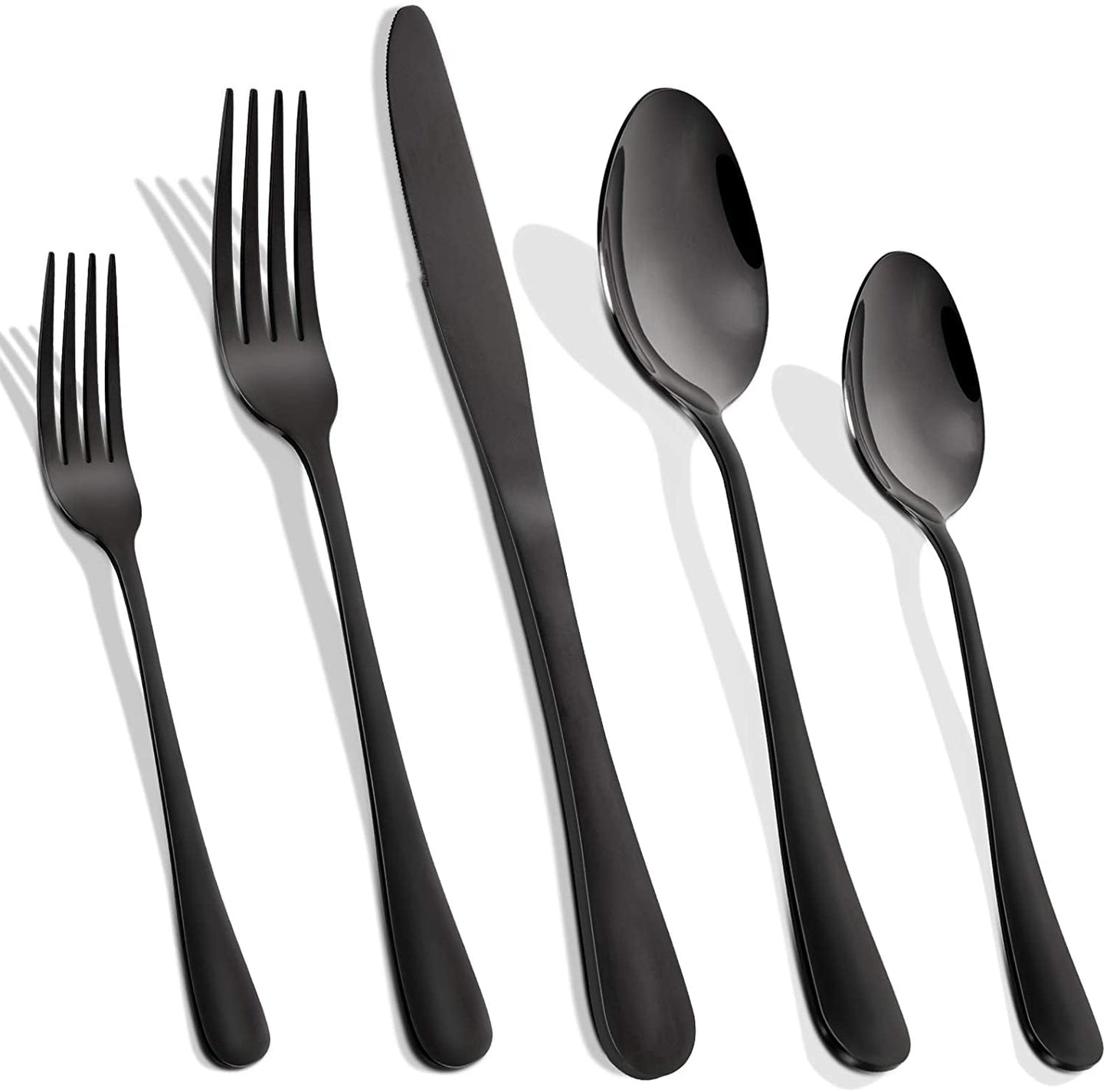 Cibeat Black Silverware Set, 20 Pcs Flatware Set, Stainless Steel Kitchen Restaurant Tableware Cutlery Set, Service for 4, Include Knife/Fork/Spoon