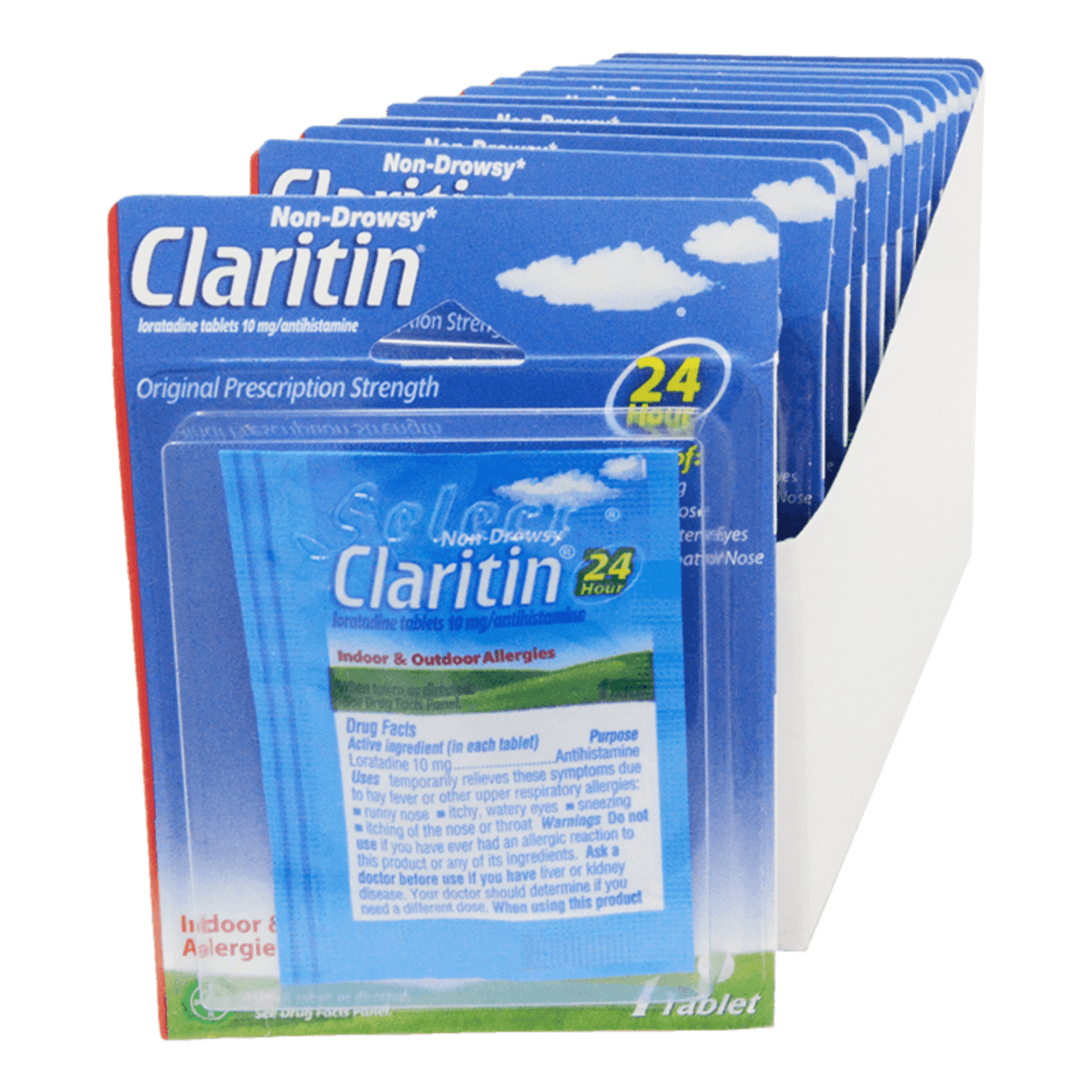 Claritin 24 Hour Convenient On The Go Tablets Allergy Medicine, Non-Drowsy Prescription Strength Allergy Relief, Loratadine Antihistamine 1 Tablet Per Pack (Pack of 12)