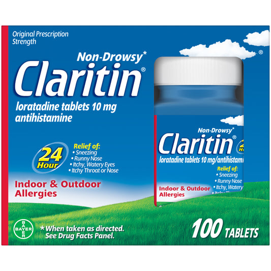 Claritin 24 Hour Non-Drowsy Allergy Medicine, Loratadine Antihistamine Tablets, 100 Ct