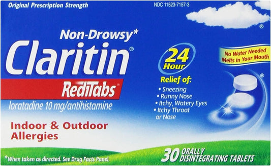 Claritin Redi Tabs Allergy Relief 10 mg Loratadine Tablet, 30 per Box