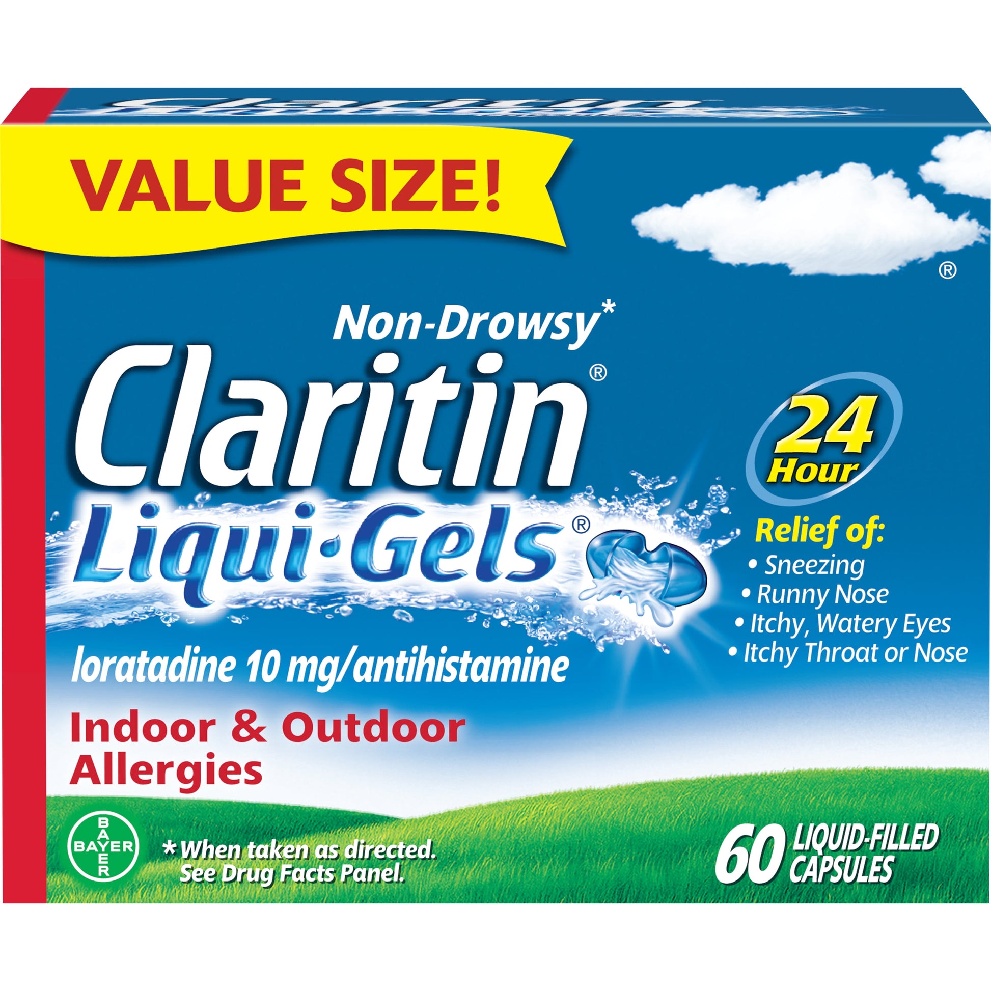 Claritin Liqui Gels 24 Hour Non-Drowsy Allergy Relief, 10 mg, 60 Ct *EN