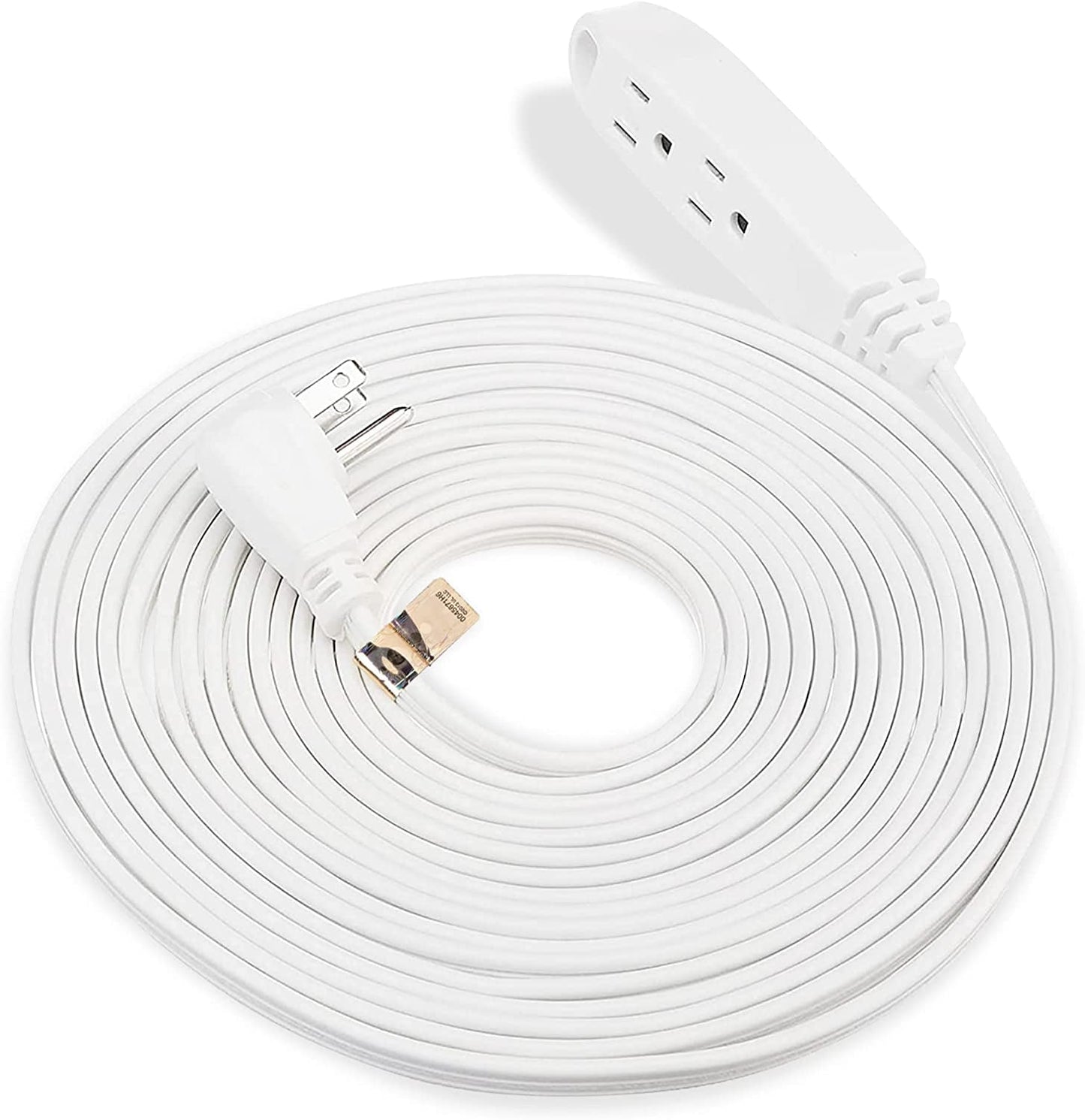 ClearMax 3 Prong Outlet Extension Cord Heavy Duty, Flat Head, 13 Amps 25ft Indoor Cord White, 16 AWG