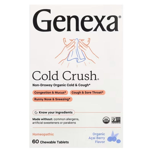 Genexa Cold Crush Multi-Symptom Organic Cough & Cold Remedy 60 Tablets