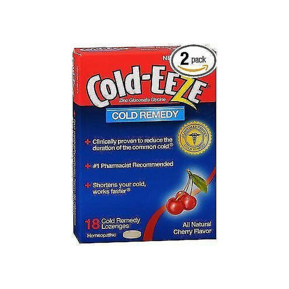 Cold-Eeze Cold Remedy Zinc Lozenges Cold Relief, Natural Cherry Flavor, 18 ct, 2 Pack