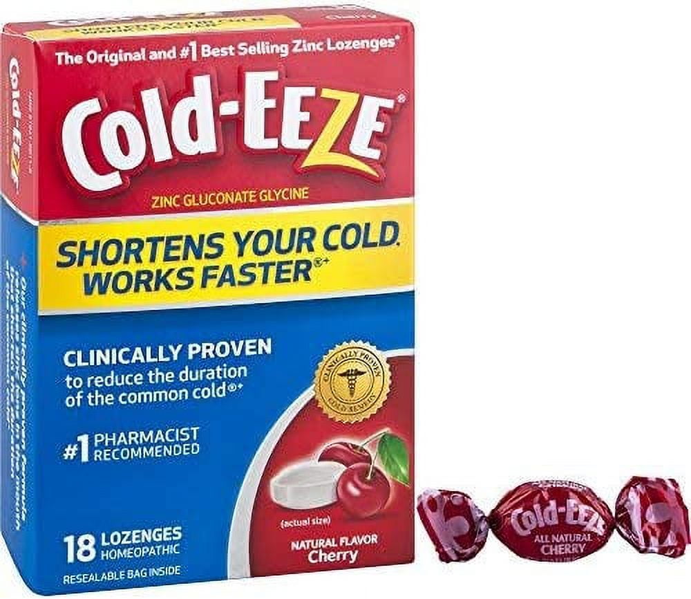 Cold-Eeze Zinc Gluconate Glysine Homeopathic Lozenges Cherry18 ct, Pack of 4